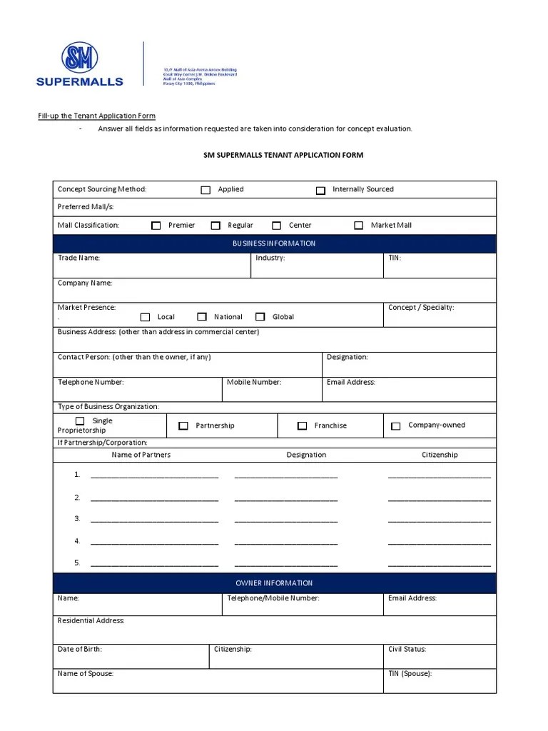 Tenant Application Form 2018 | PDF | Franchising | Business