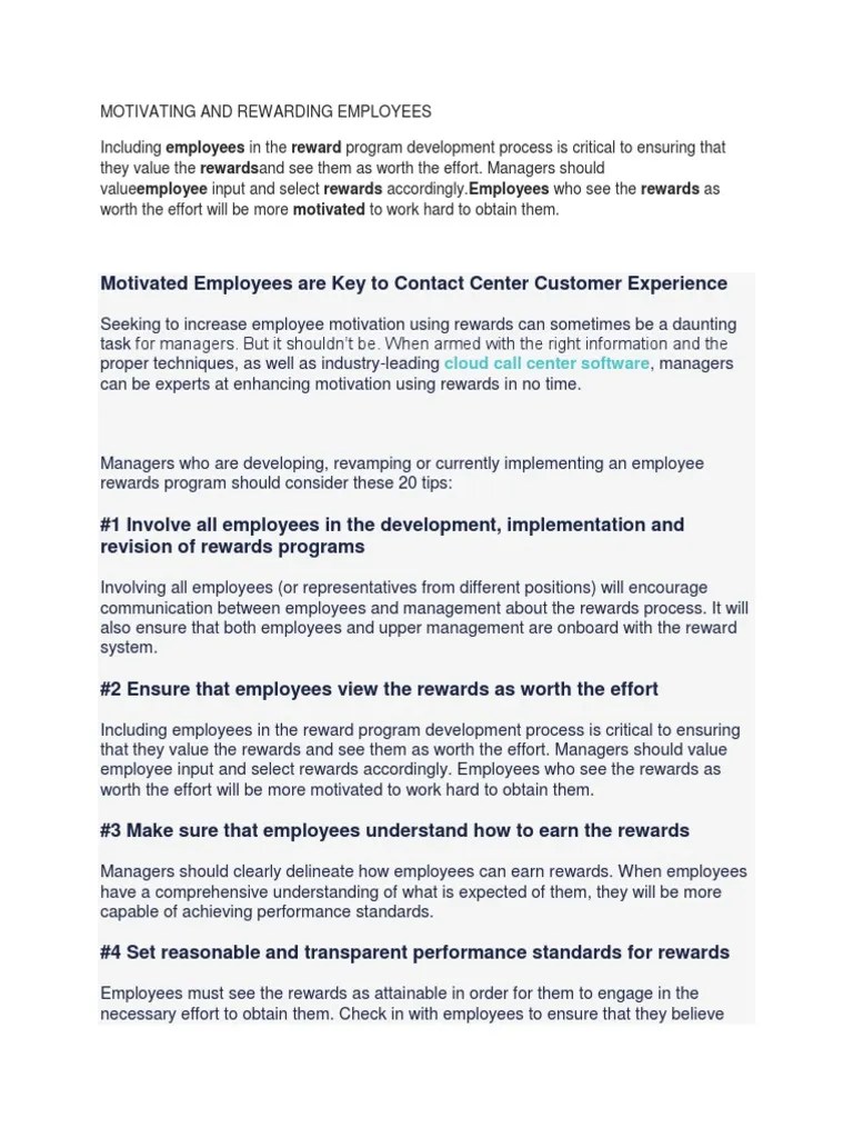 Motivating And Rewarding Employees | PDF | Reward System | Motivation