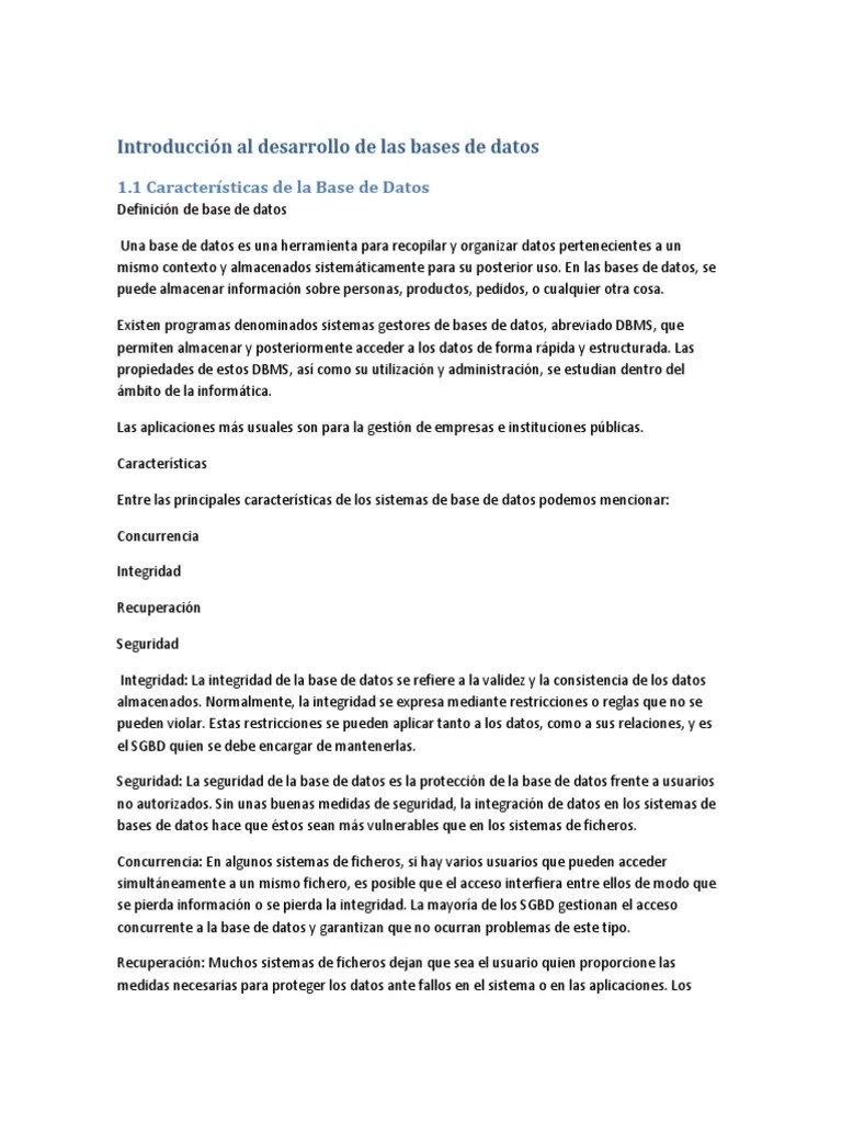 Introducción Al Desarrollo De Las Bases De Datos | PDF | Bases De Datos | Sistema Operativo
