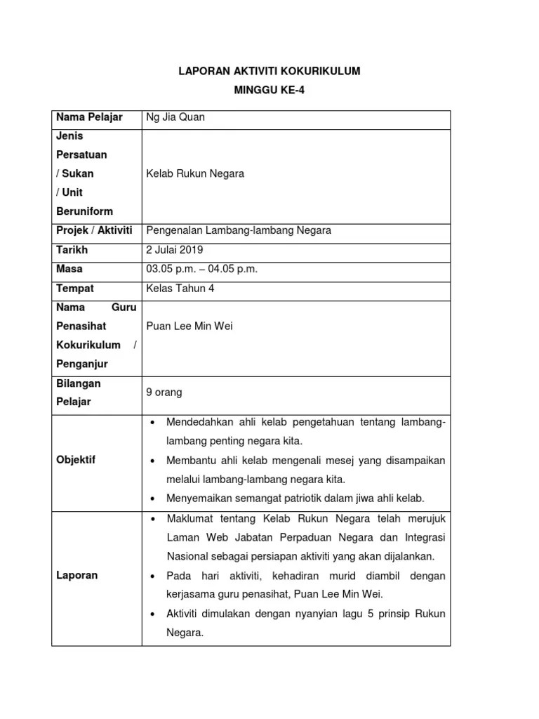 Sejarah pendidikan rendah laporan aktiviti kokurikulum unit: Laporan Aktiviti Kokurikulum Pdf