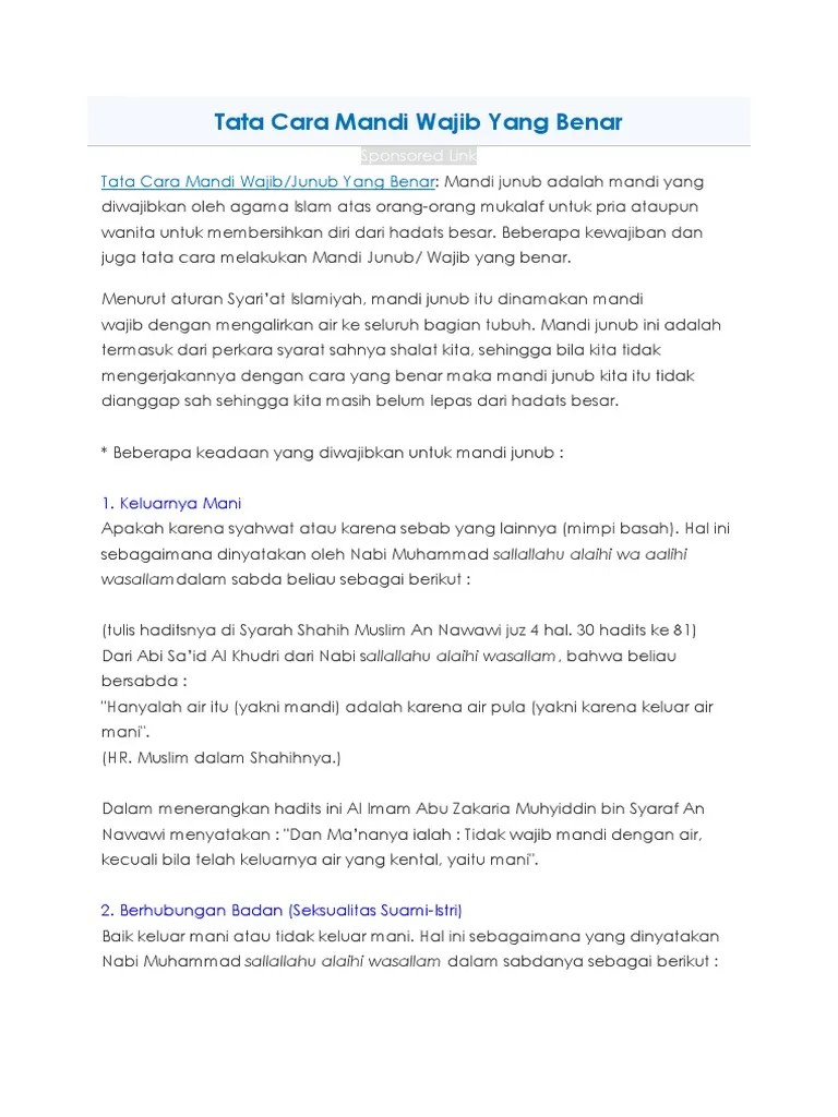 Tata Cara Mandi Wajib Yang Benar | PDF