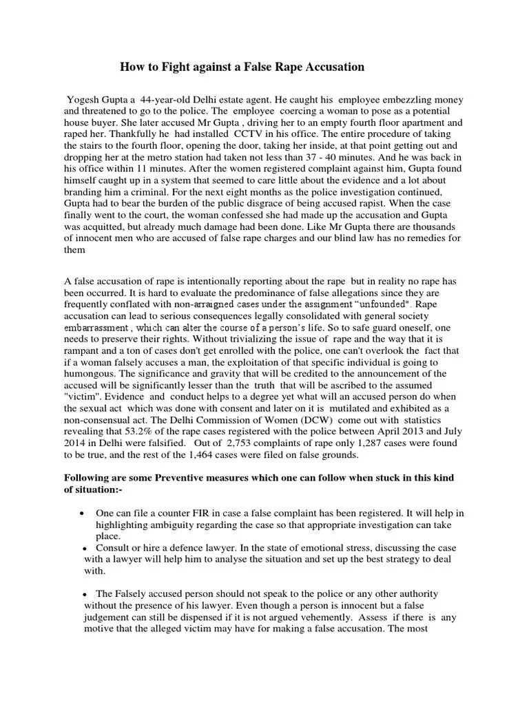 How To Fight Against A False Rape Accusation | PDF | Rape | Fine (Penalty)