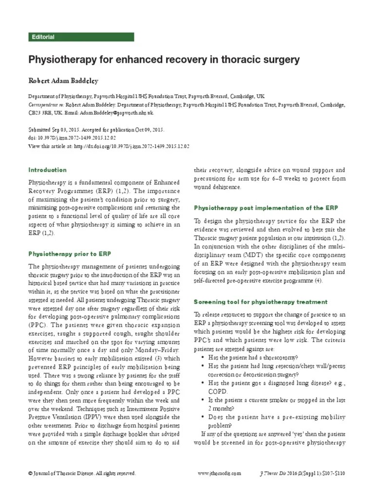 Thoracic Surgery 2015 PDF | PDF | Physical Therapy | Cardiothoracic Surgery