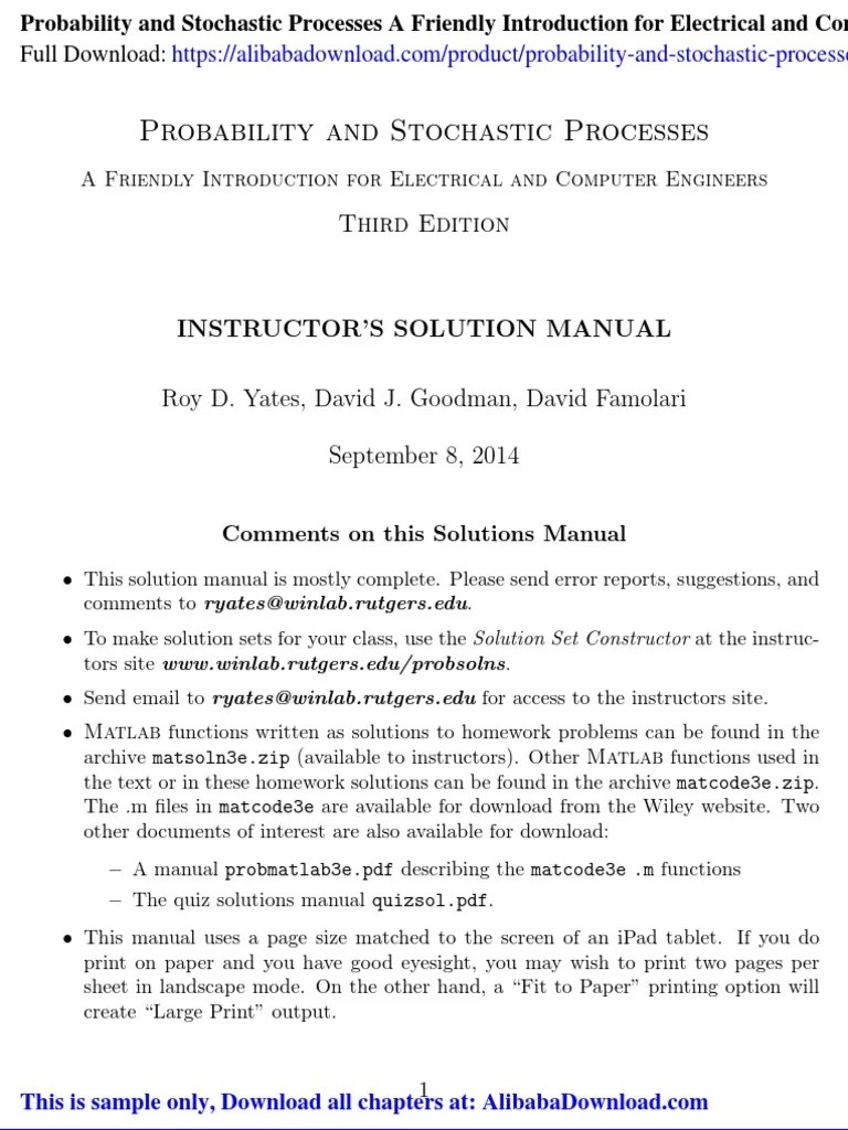 Probability And Stochastic Processes A Friendly Introduction For ...