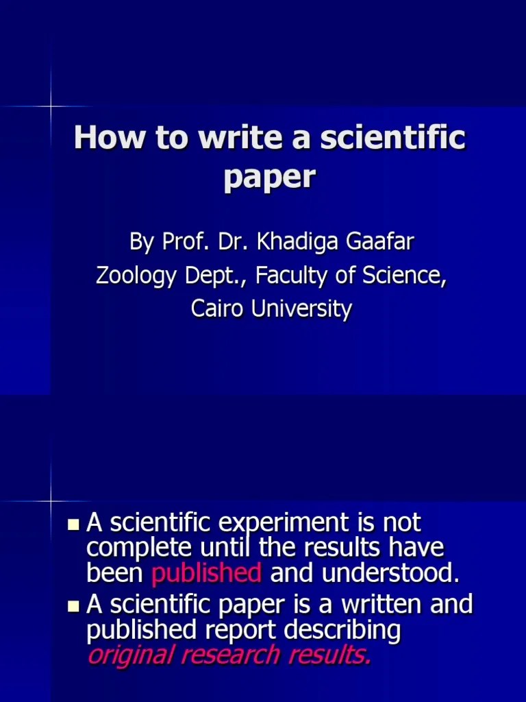 How To Write A Scientific Paper Ppt | Science | Citation