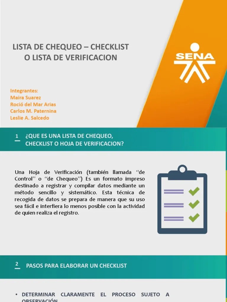 Checklist - Lista De Verificacion | PDF | Evaluación | Planificación
