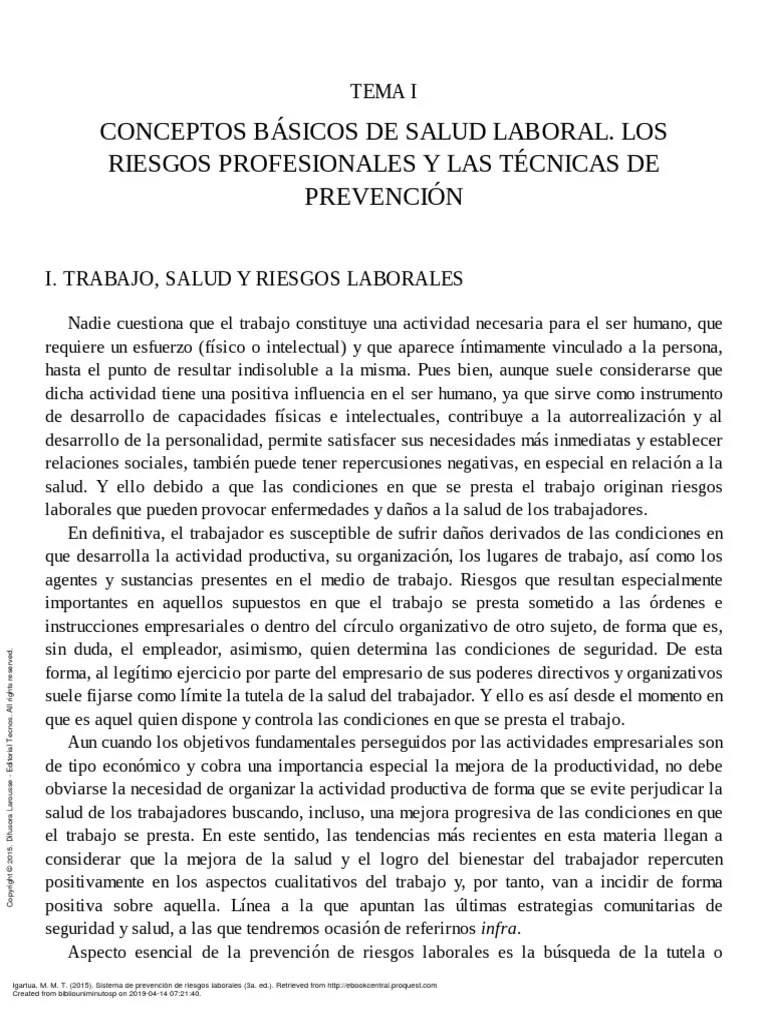 Sistema De Prevención De Riesgos Laborales (3a. Ed... - (Tema I. Conceptos Básicos De Salud ...