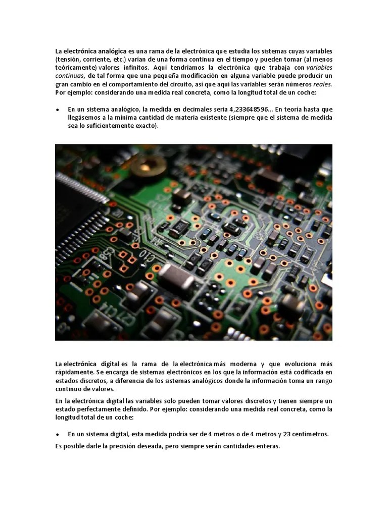 Diferencia Entre Electronica Analogia Y Digital | PDF | Electrónica ...