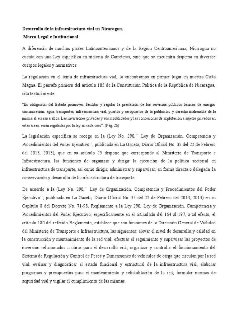 Desarrollo De La Infraestructura Vial En Nicaragua | PDF | La Carretera | Transporte
