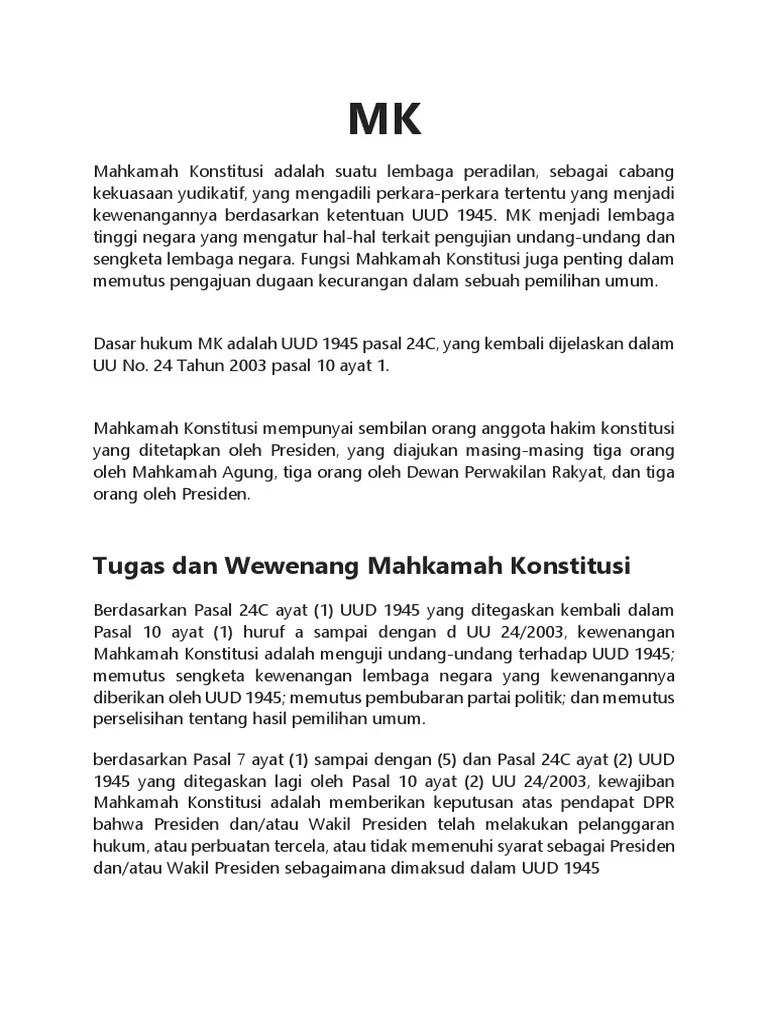 Tugas Dan Wewenang Mk