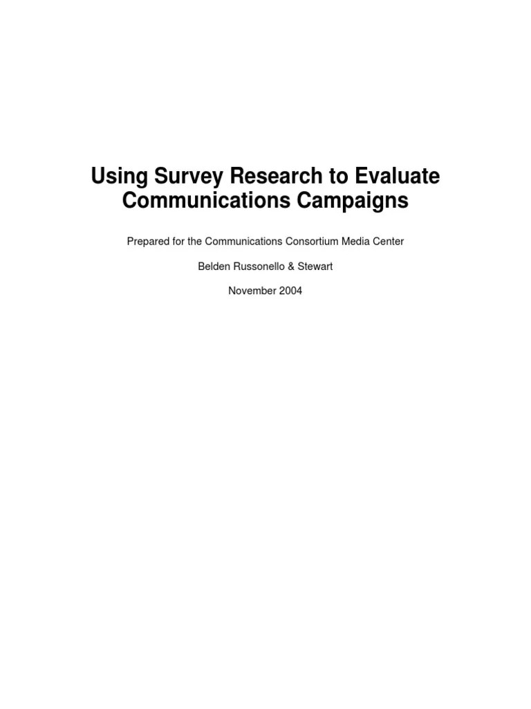 Using Survey Research To Evaluate Communications Campaigns | PDF ...