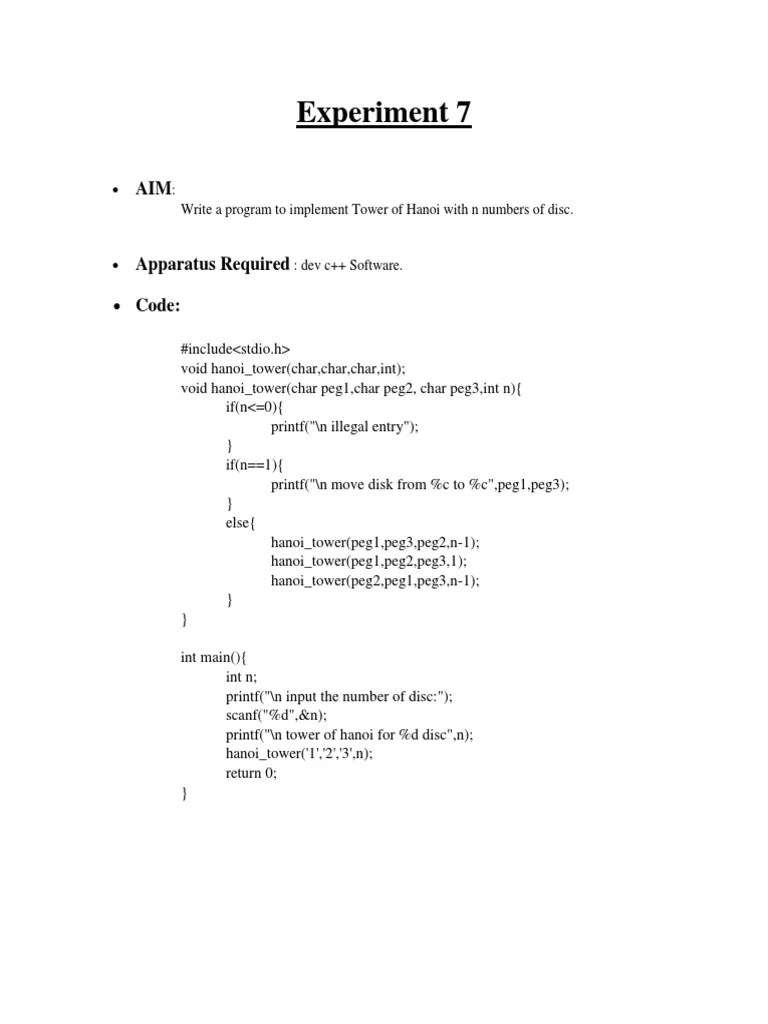 Tower Of Hanoi | PDF