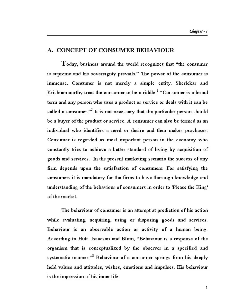 A. Concept Of Consumer Behaviour: Chapter - I | PDF | Consumer ...