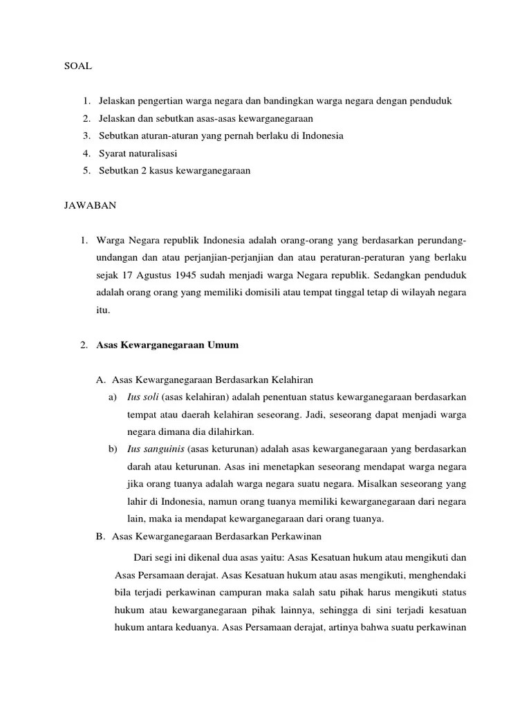Pengertian Warga Negara Dan Asas | PDF