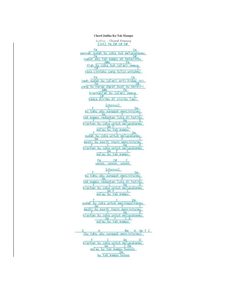 Chord Judika Ku Tak Mampu