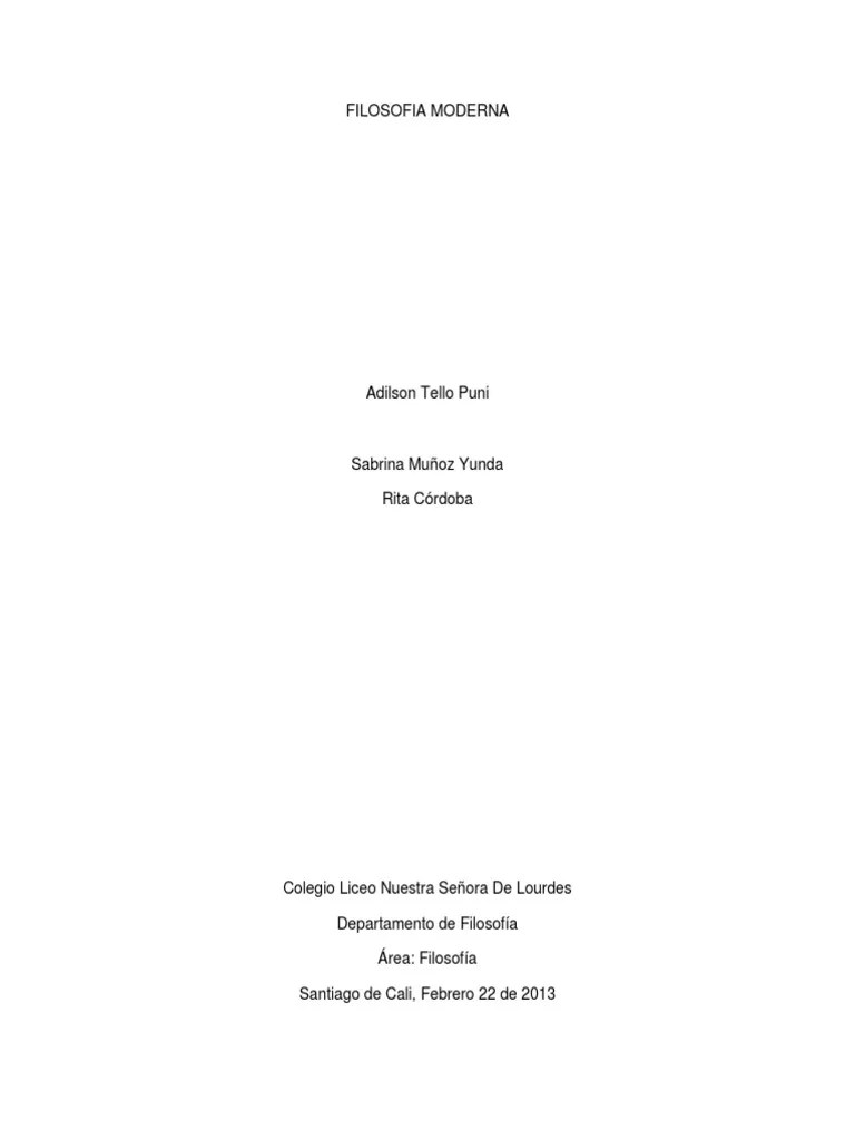 Filosofia Moderna | PDF | René Descartes | Idealismo