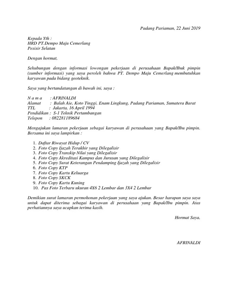  Di Contoh Surat 
