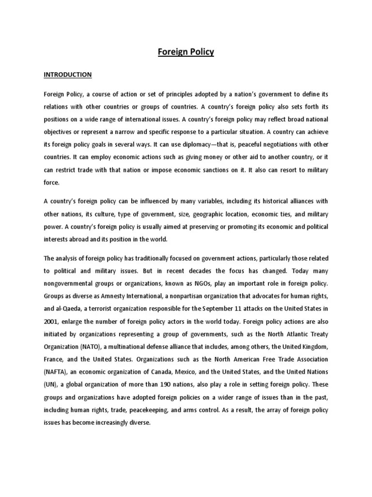 Foreign Policy | PDF | Foreign Policy Of The United States | Bush Doctrine