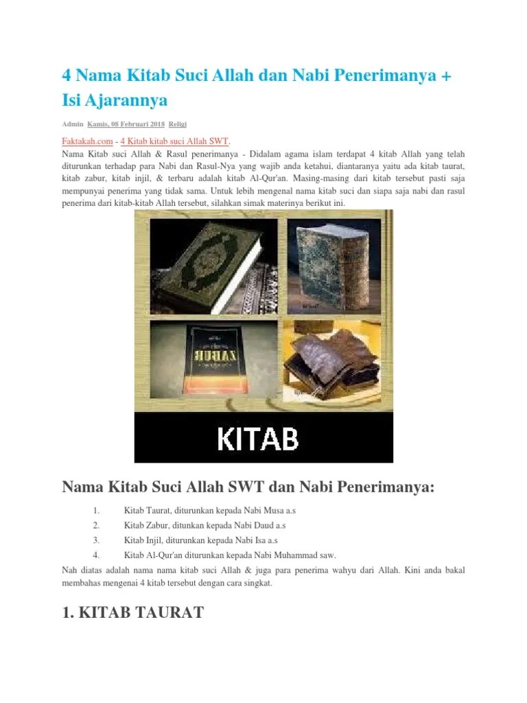 Nama Lain Dari Kitab Zabur Adalah
