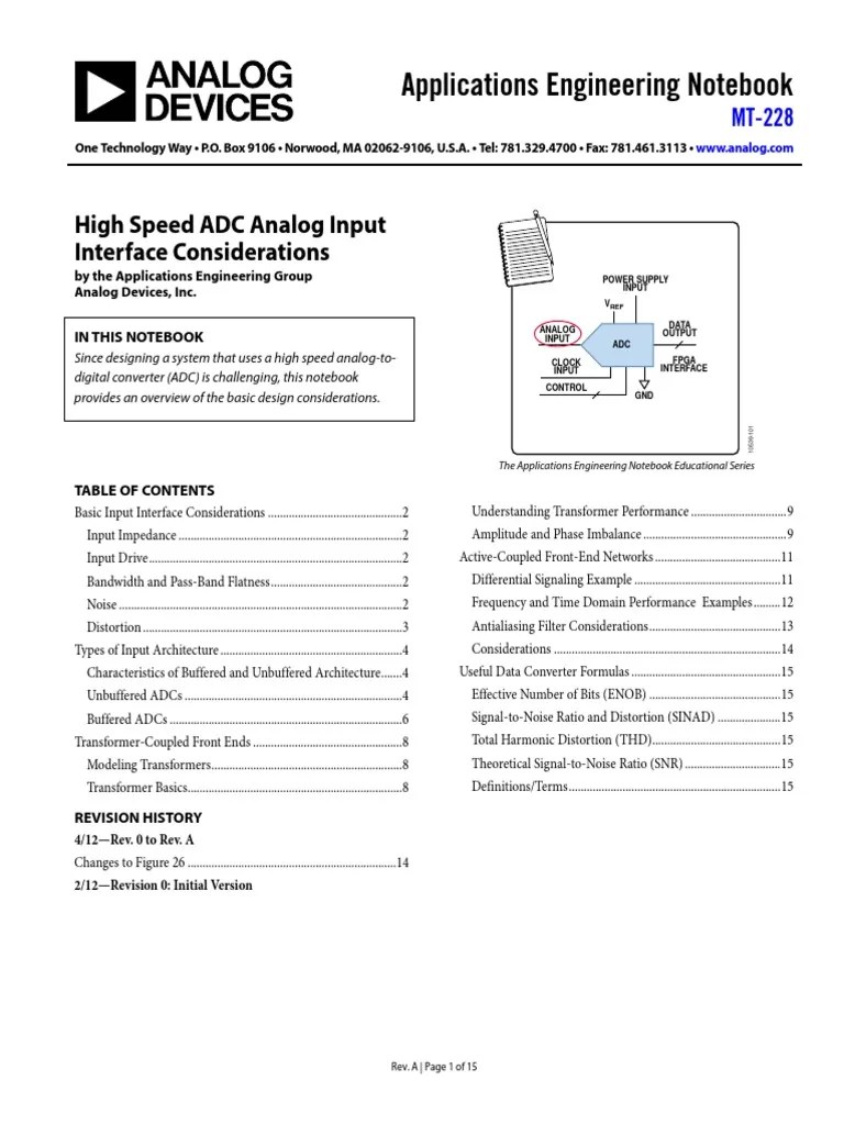 Applications Engineering Notebook: High Speed ADC Analog Input ...