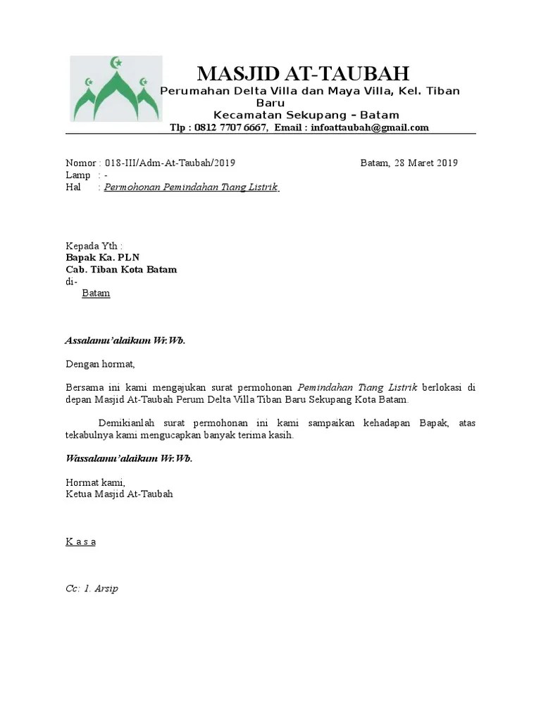 Kelengkapan utilitas umum setidaknya meliputi jaringan listrik termasuk kwh meterdan jaringan telepon. Surat Permhnan Pindah Tiang Listrik Pdf