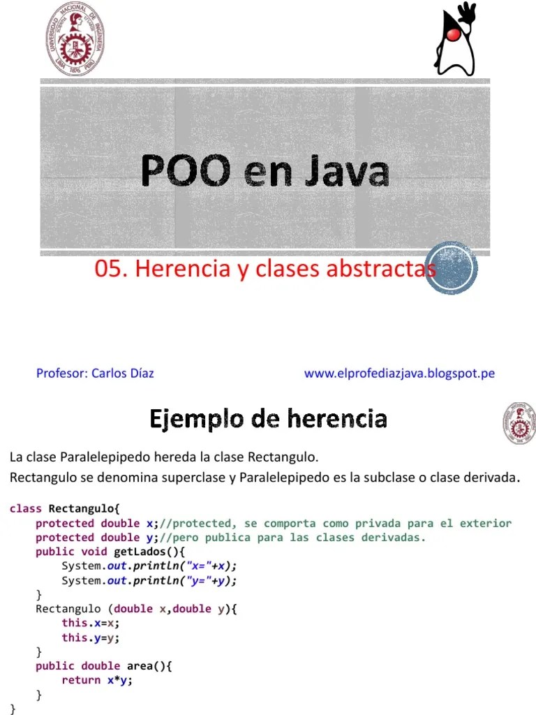 POO Java Clase 05 - Herencia | PDF | Herencia (Programación Orientada A ...