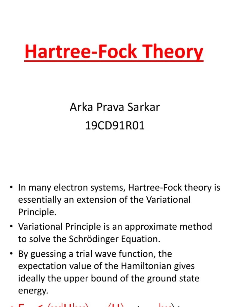 An Overview Of Hartree-Fock Theory And Its Applications In Quantum Chemistry | PDF | Hartree ...