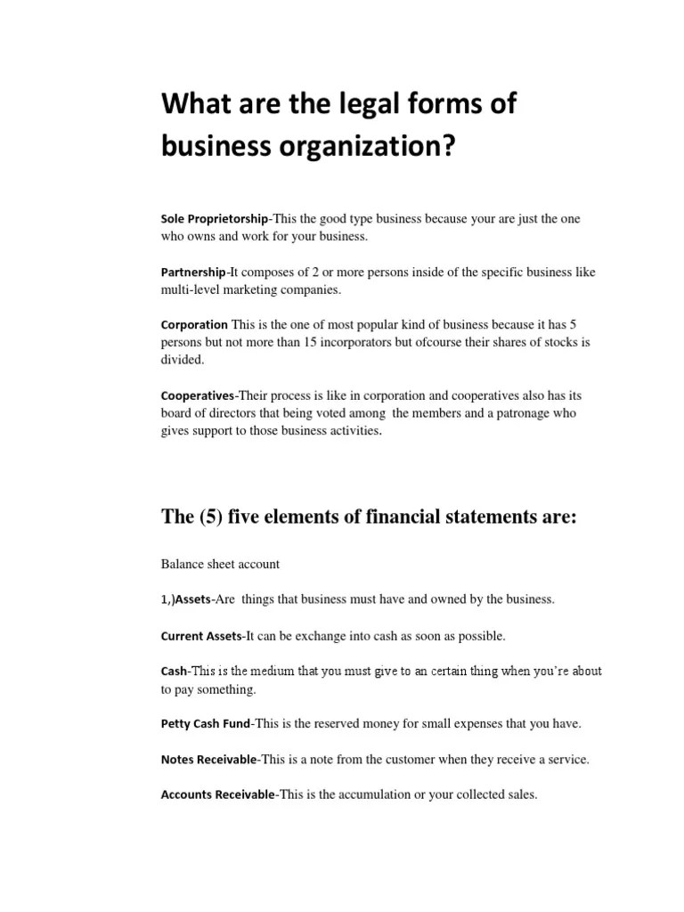 Legal Forms Of Business Organization | PDF | Debits And Credits | Expense