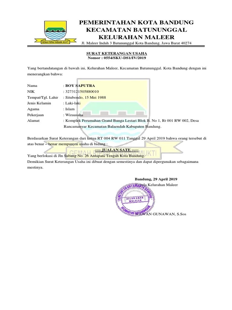 Surat Keterangan Domisili Dari Rt Rw Pdf Fotokopi surat kepemilikan tanah Sertifikat Akta Fotokopi surat Izin Mendirikan Bangunan IMB Fotokopi Akta Pendirian Perusahaan untuk PT dan CV Fotokopi lunas PBB tahun terakhir.