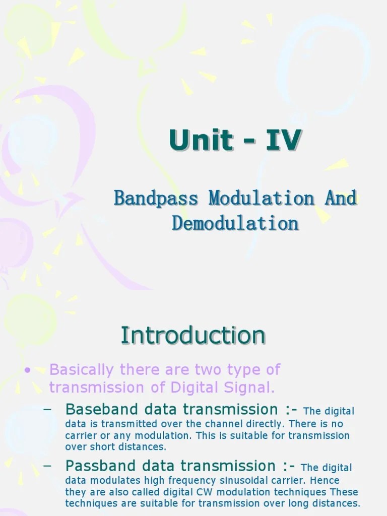 Unit 4 Bandpass Modulation And Demodulation | PDF | Modulation | Data Transmission