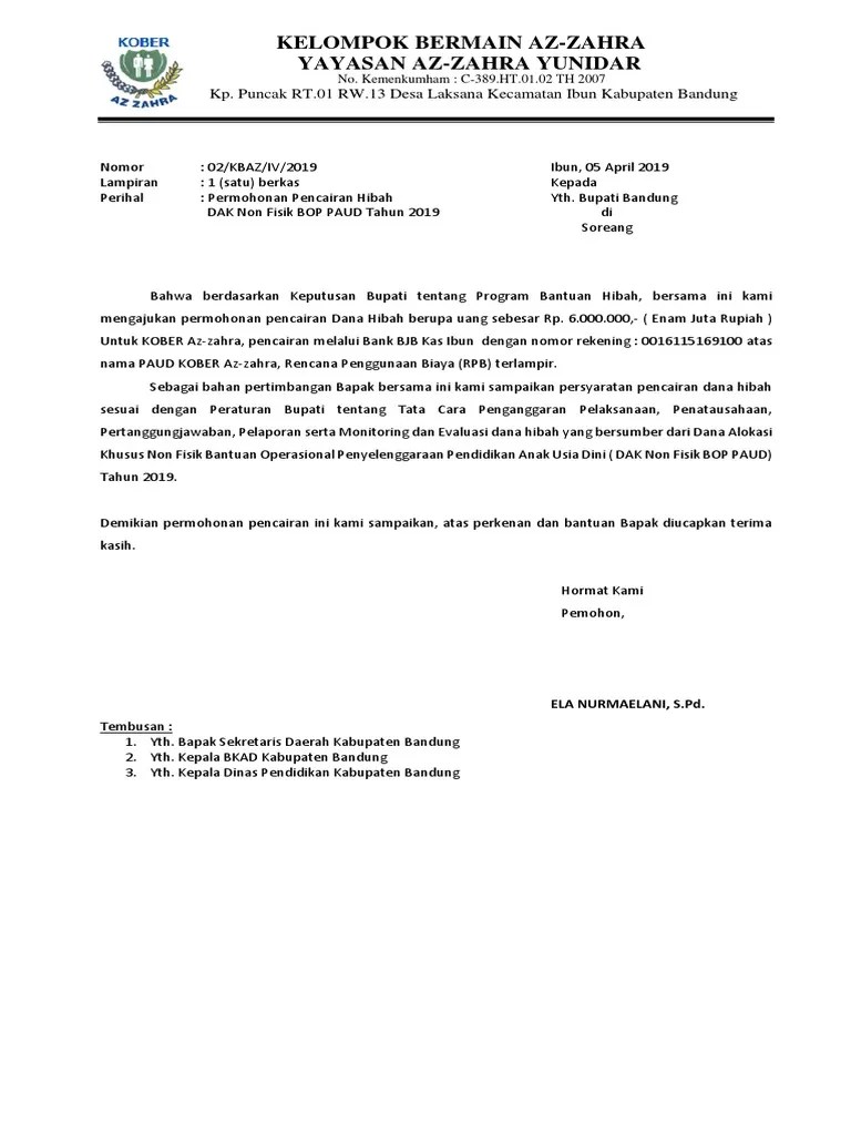 Contoh proposal natal di sekolah. Contoh Surat PERMOHONAN PENCAIRAN BOP PAUD KB TK