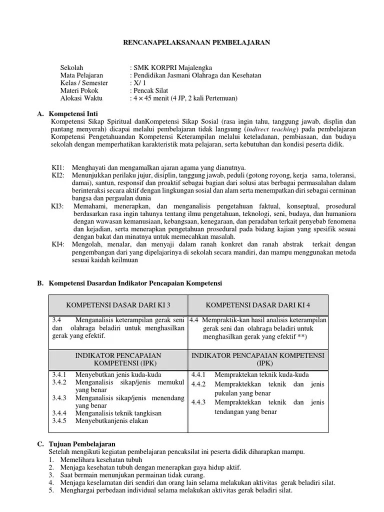 Rpp penjas kelas 5 kurikulum 2013 revisi terbaru 2018 yang coba kami bagikan ini. Rpp Pencak Silat X Pdf