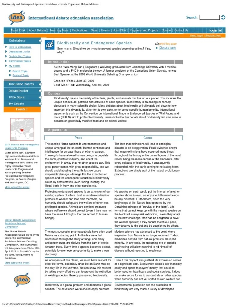 Biodiversity And Endangered Species | PDF | Extinction | Biodiversity