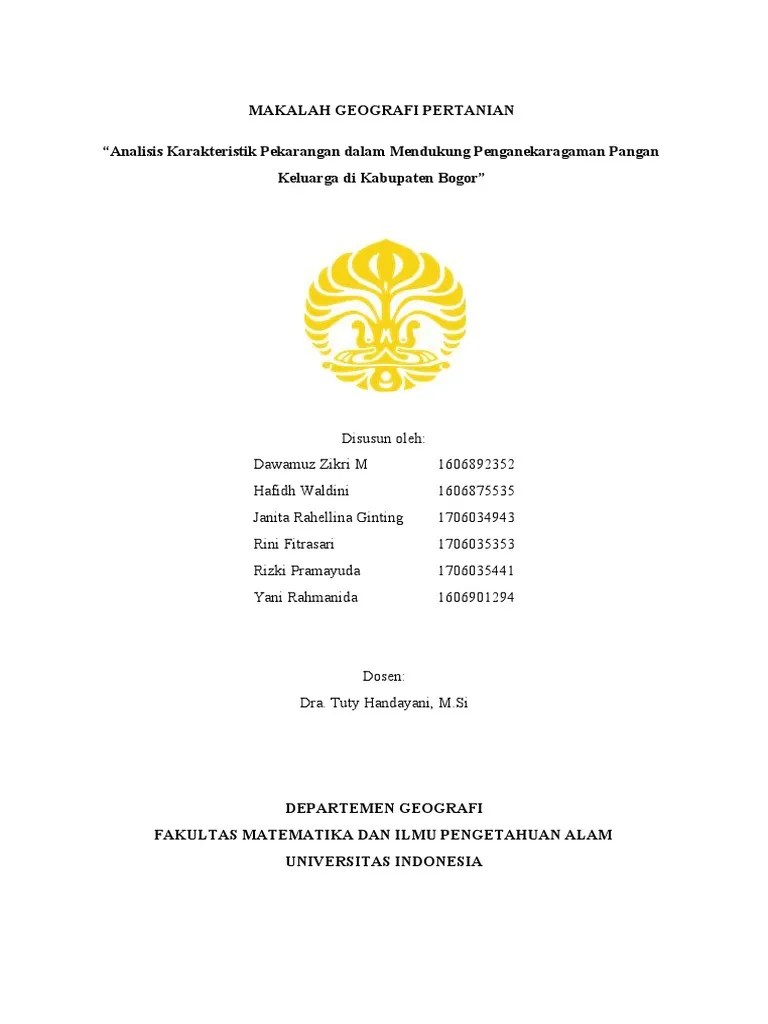 Makalah Geografi Pertanian PDF | PDF