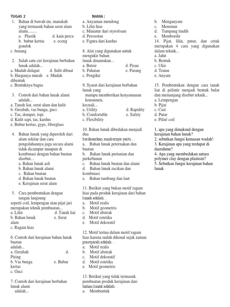 Tugas Prakarya Kelas 8 Kerajinan | PDF