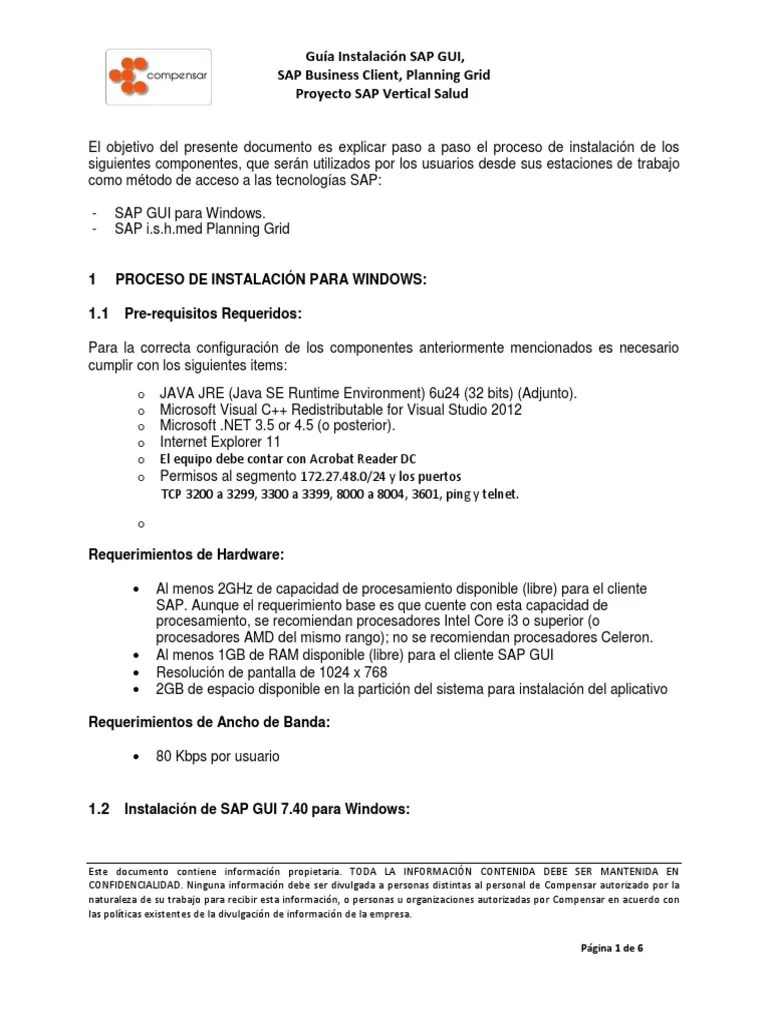Manual Instalación SAP GUI GRID | PDF | Sap Se | Archivo De Computadora
