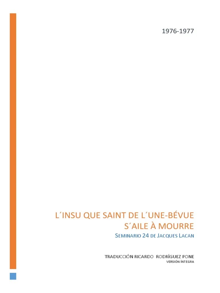Lacan Seminario XXIV | PDF | Mente Inconsciente | Psicoanálisis