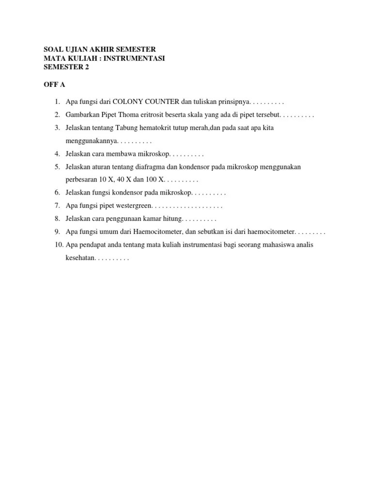 (pertanyaan yg terakhir ini ada . Soal Instrumentasi Pdf