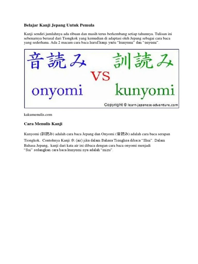 Belajar Kanji Jepang Untuk Pemula | PDF