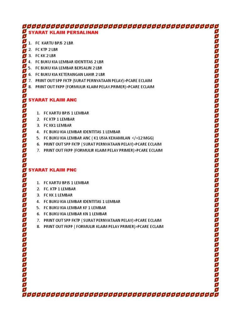 Syarat Klaim Persalinan | PDF