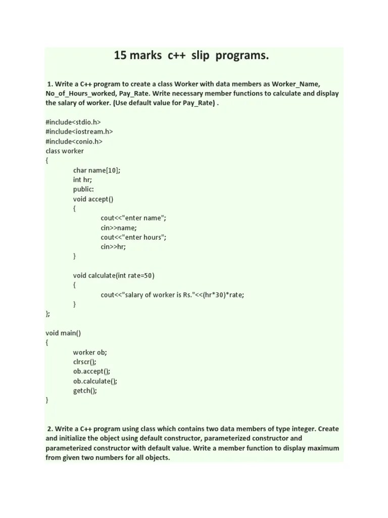 CPP Practical Slip Programs With Answers | PDF | Area | Method ...