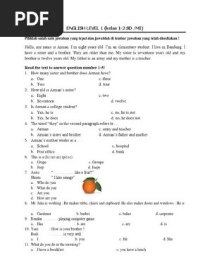 Soal olimpiade bahasa inggris smp dan kunci jawaban. Contoh Soal Olimpiade Emerald English Level 1 2 Pdf Nature