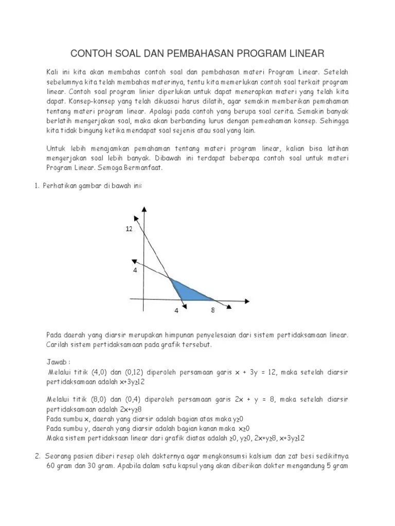 17 Soal Soal Program Linear Ax by ab maka.
