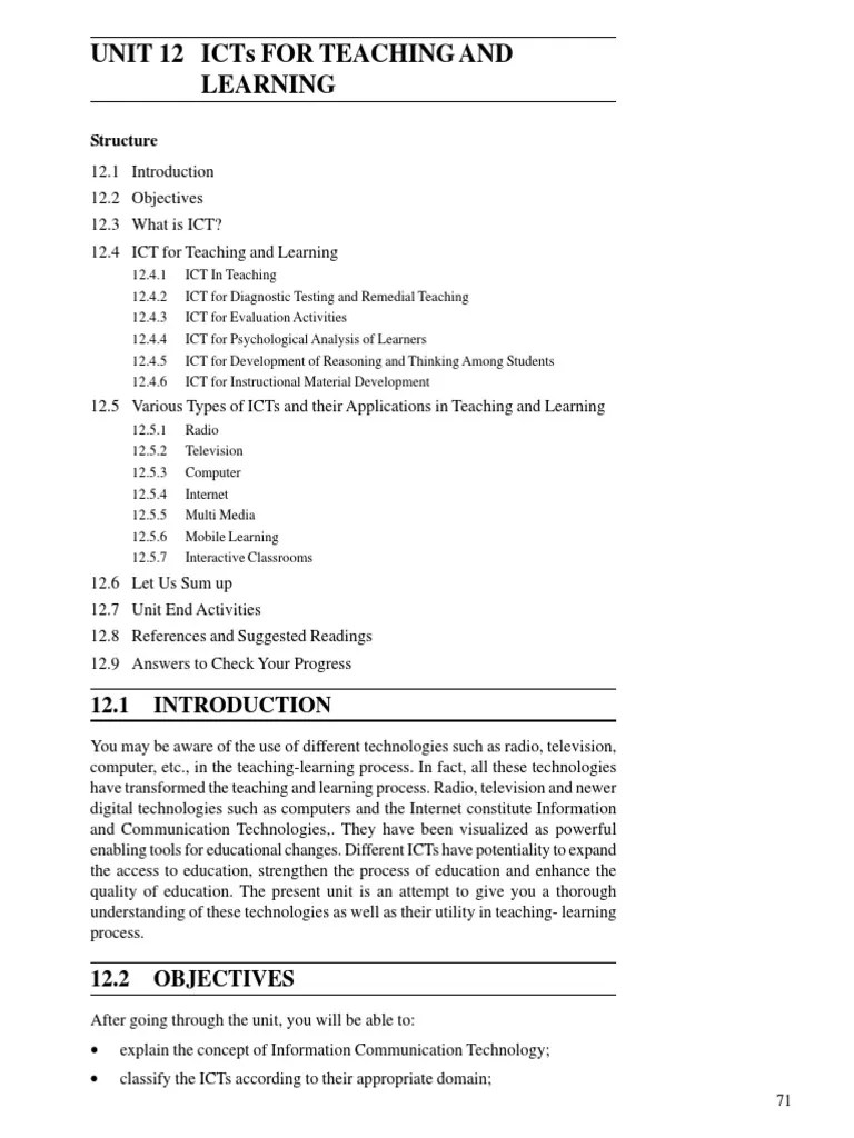 ICT Based Teaching Learning | PDF | Educational Technology | Teachers
