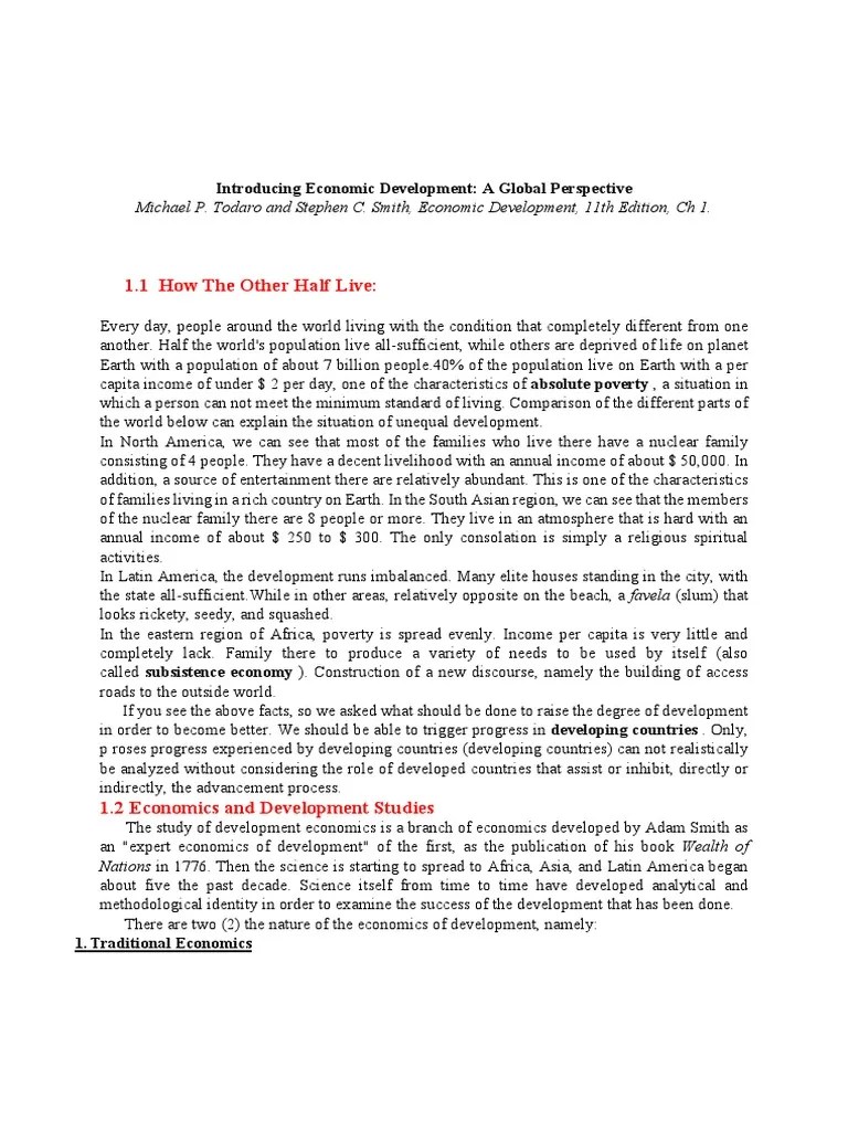 Chapter 1 - Summary - Economic Development | PDF | Economic Development | Economics