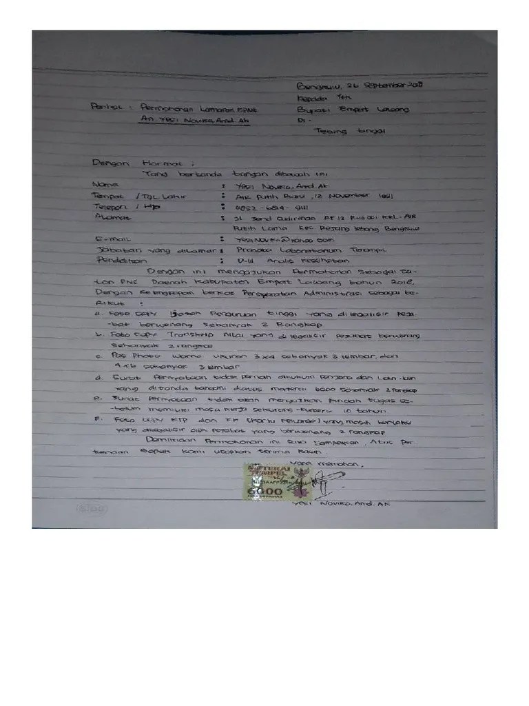 Contoh Surat Lamaran Latihan Soal Cpns Pppk 2021 2022 38 contoh surat lamaran cpns empat lawang.