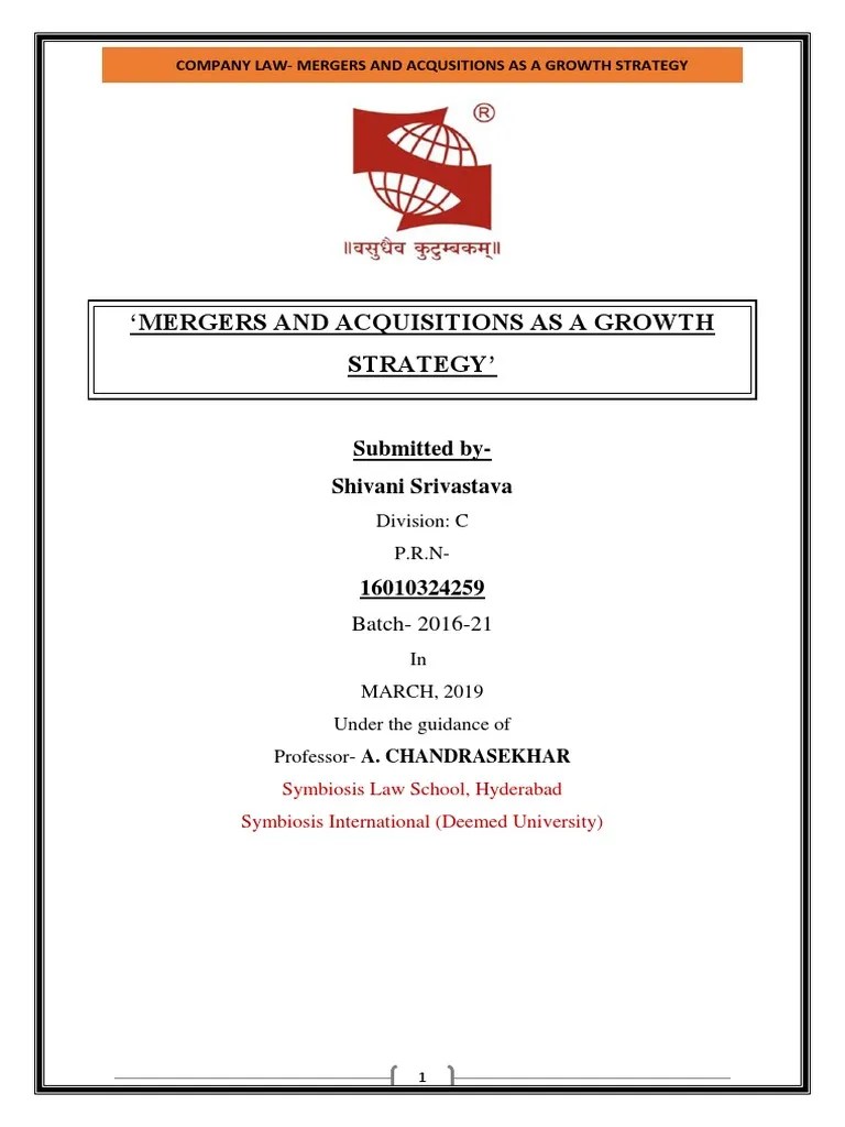 Mergers And Acquisitions As A Growth Strategy | PDF | Mergers And ...