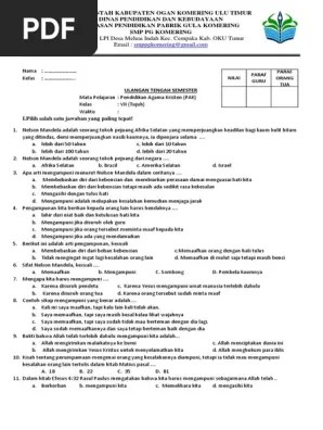Soal Uts Agama Kristen Kelas 7 SM 1 | PDF