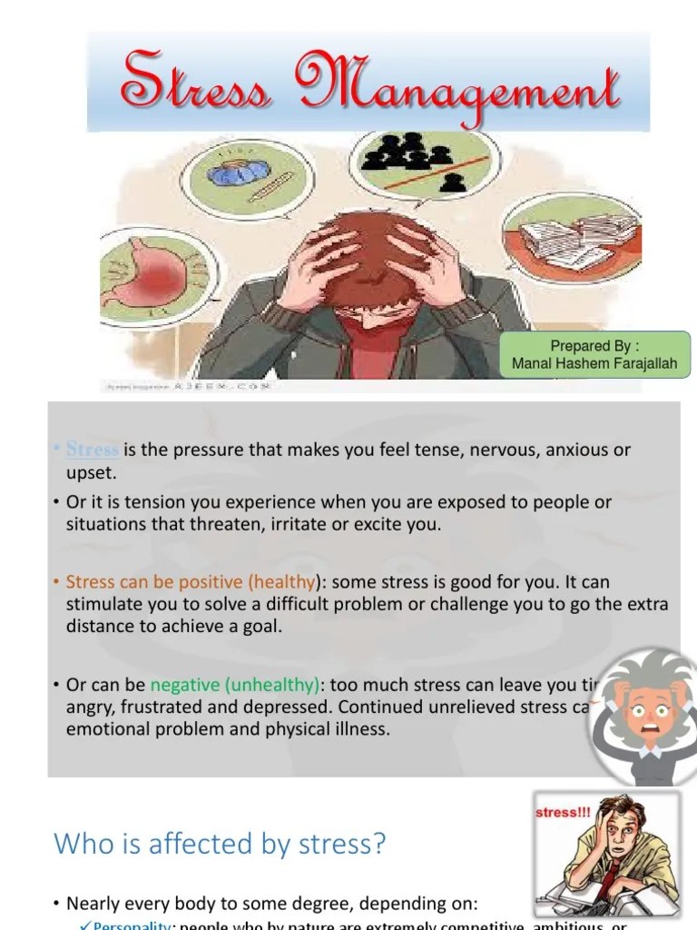 Stress Management: Prepared By: Manal Hashem Farajallah | PDF | Stress ...