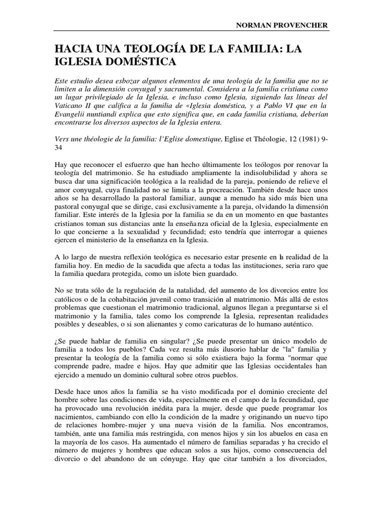 Hacia Una Teología De La Familia PDF | PDF | Familia | Iglesia Católica